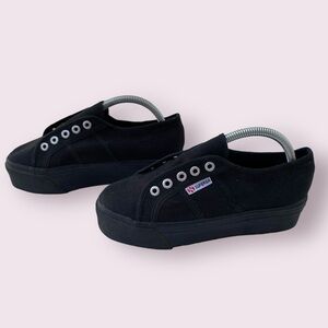 Superga Women's Black Platform Slip-On Sneakers